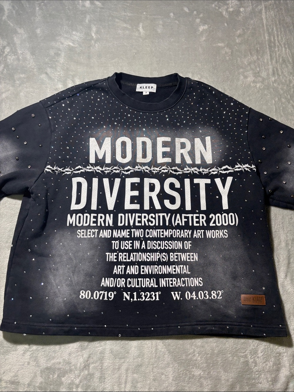 KLEEP Modern Diversity New Roles Rhinestone Studded Shirt Black S